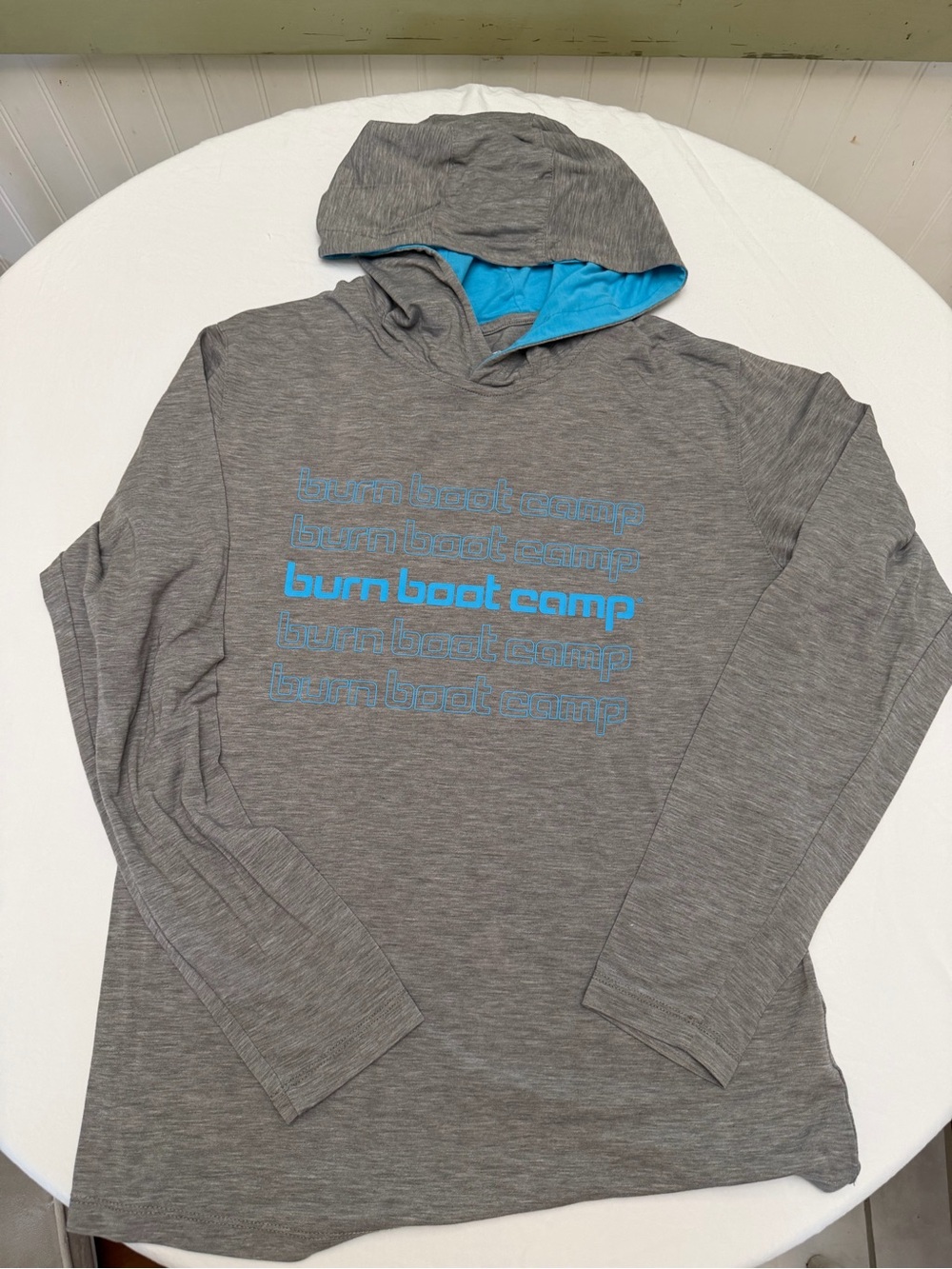 Gray Hoodie with Blue Logo